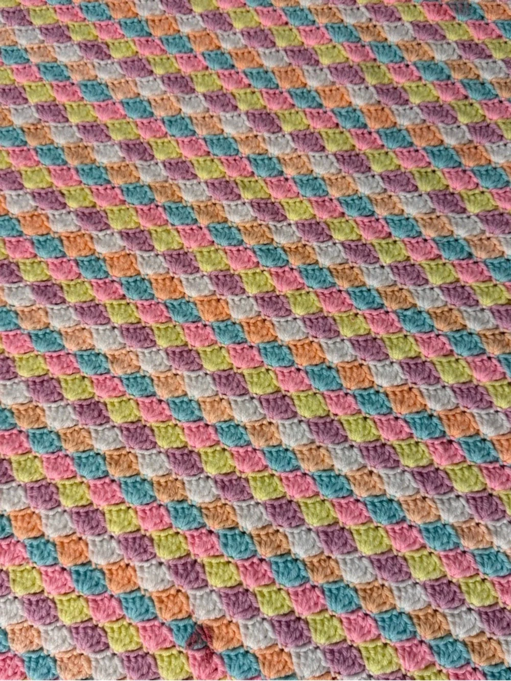 Handmade Crochet Blanket Afghan Shell Pastel Throw Bedding 60x70